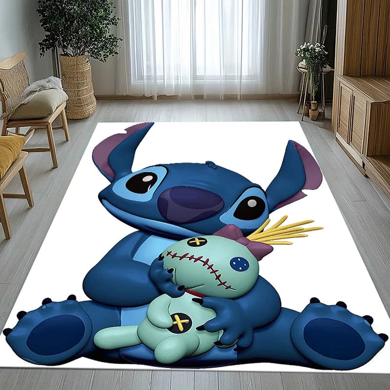Tappeto Antiscivolo Morbido a Tema Cartone Animato S-Stitch Kawaii Monster per Soggiorno, Camera da Letto, Stanza dei Bambini, Divano, Decorazione Casa, Zerbino, Regalo
