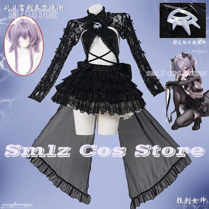 Liberalio Cosplay Game Goddess NIKKE Costume Woman Jellyfish Black Sexy Lace Top Skirt Outfit Set Halloween Party Play