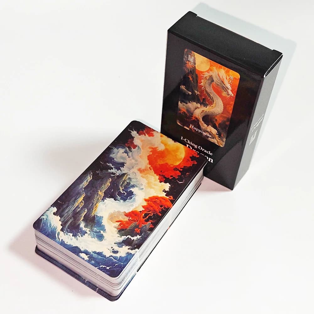 I-Ching Oracle Dragon Deck: 64 carte divinatorie 10,3*6 cm con esagrammi tradizionali e arte animale misteriosa – Saggezza antica