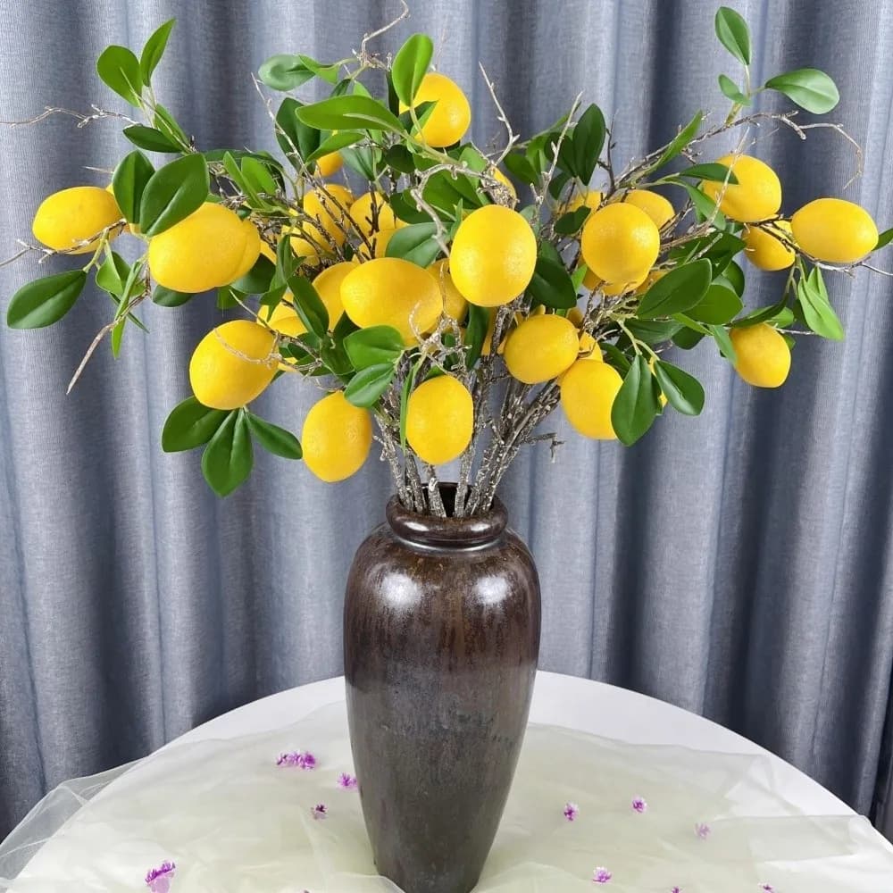 Artificial Lemon Copper with Green Leaves, Fruit Tree Simulated in Luxury Plastic, Realistic Fin Plants for Living Decoration