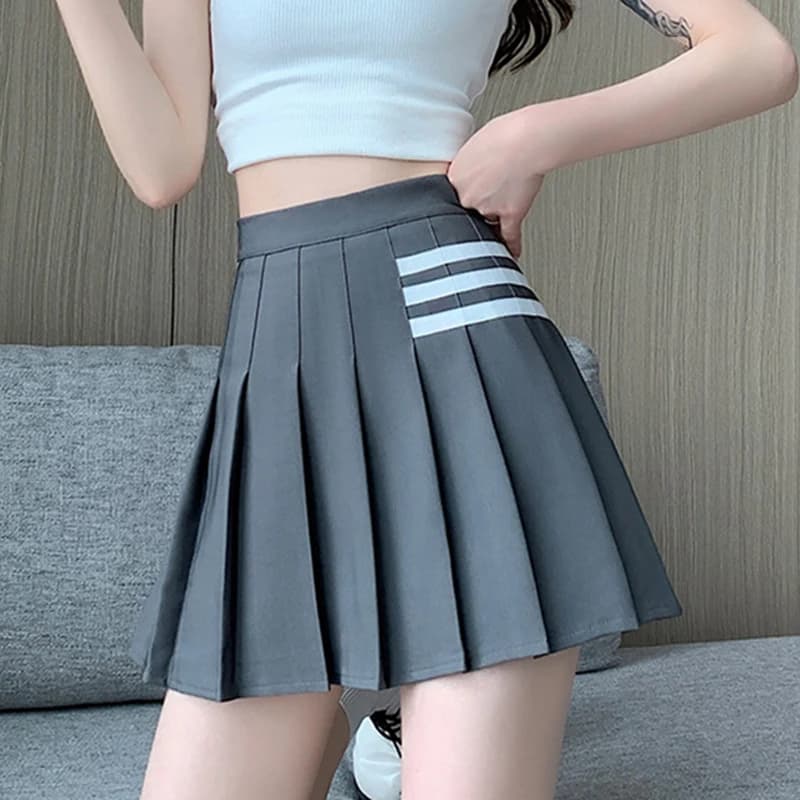 Minigonna plissettata da donna stile giapponese JK a righe Harajuku Y2K, gonna a vita alta dolce estiva stile preppy bianca carina sexy