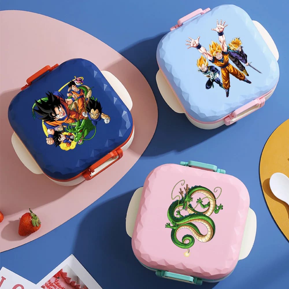 Lunch Box Dragon Ball da 800 ml, utilizzabile nel microonde, con cucchiaio, personaggi dei cartoni animati Vegeta e Goku, portatile, per studenti e impiegati, senza BPA.