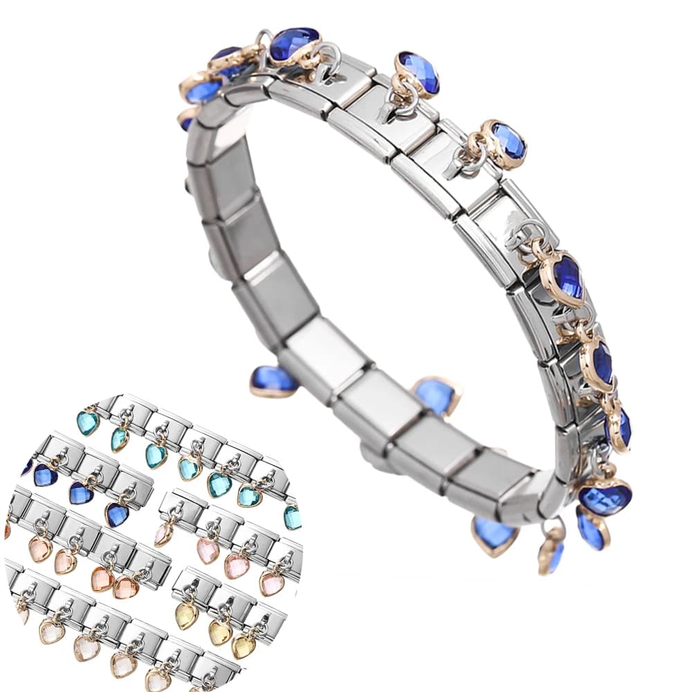 1pc Heart Key Lock ciondolo italiano Charm Link Beads acciaio inossidabile Fit 9mm bracciale a catena italiana gioielli fai da te regalo