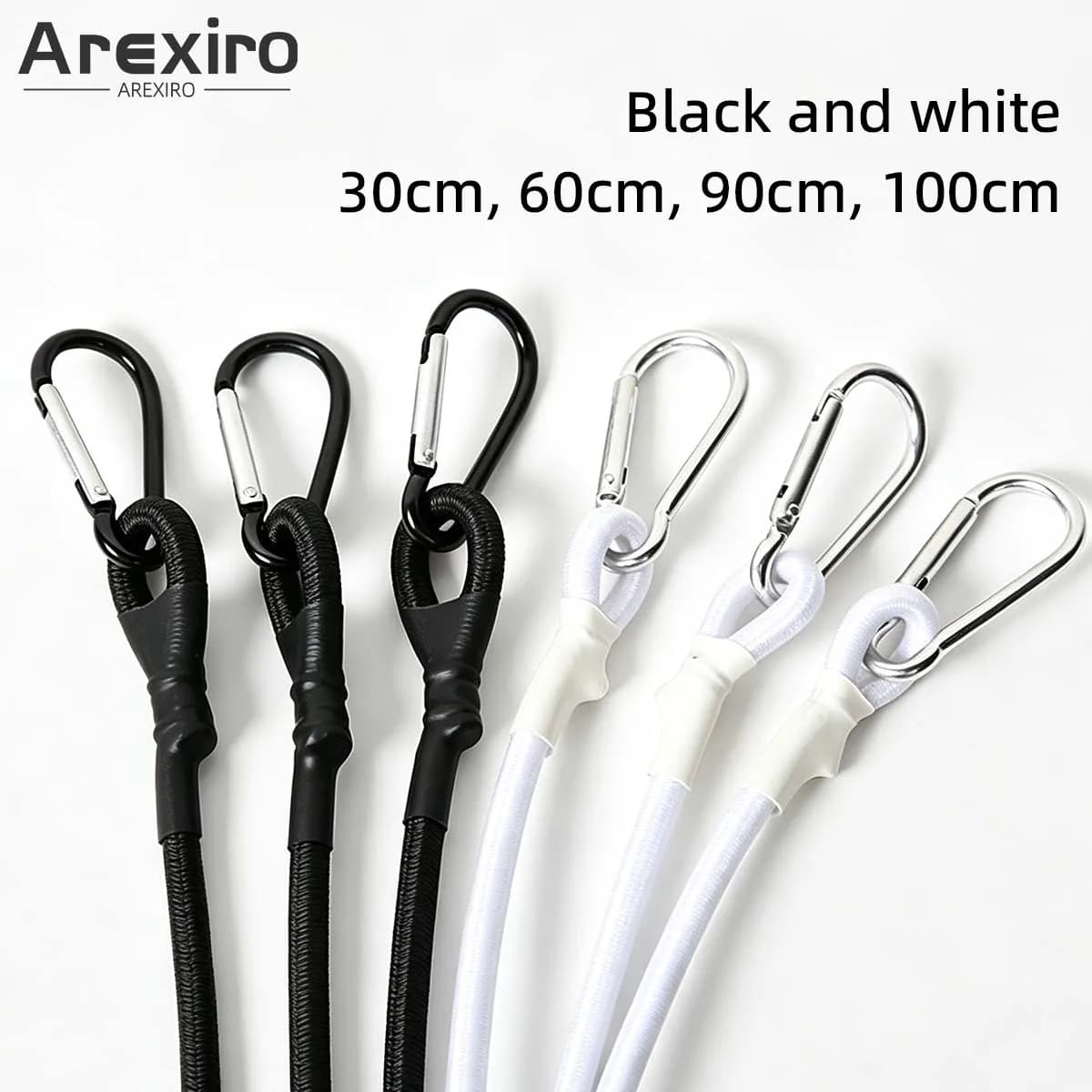 1Pcs Elastic Bungee Cord with Carabiner Hook, Heavy Duty Stretch Rope for Camping Luggage Outdoor Travel Fixed Binding Strap