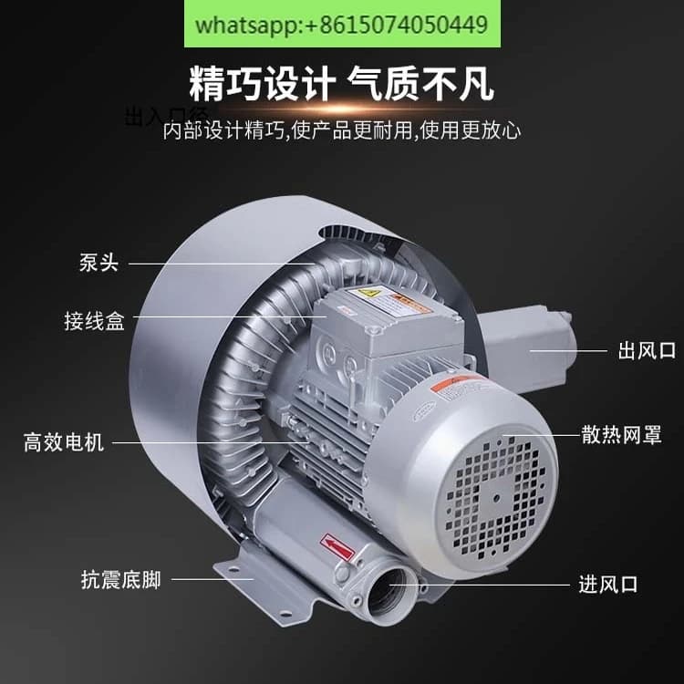Ventilatore ad alta pressione RB-820-H27 Ventilatore di aspirazione industriale per rimozione polvere da 15KW, ventola di supporto per aspirapolvere