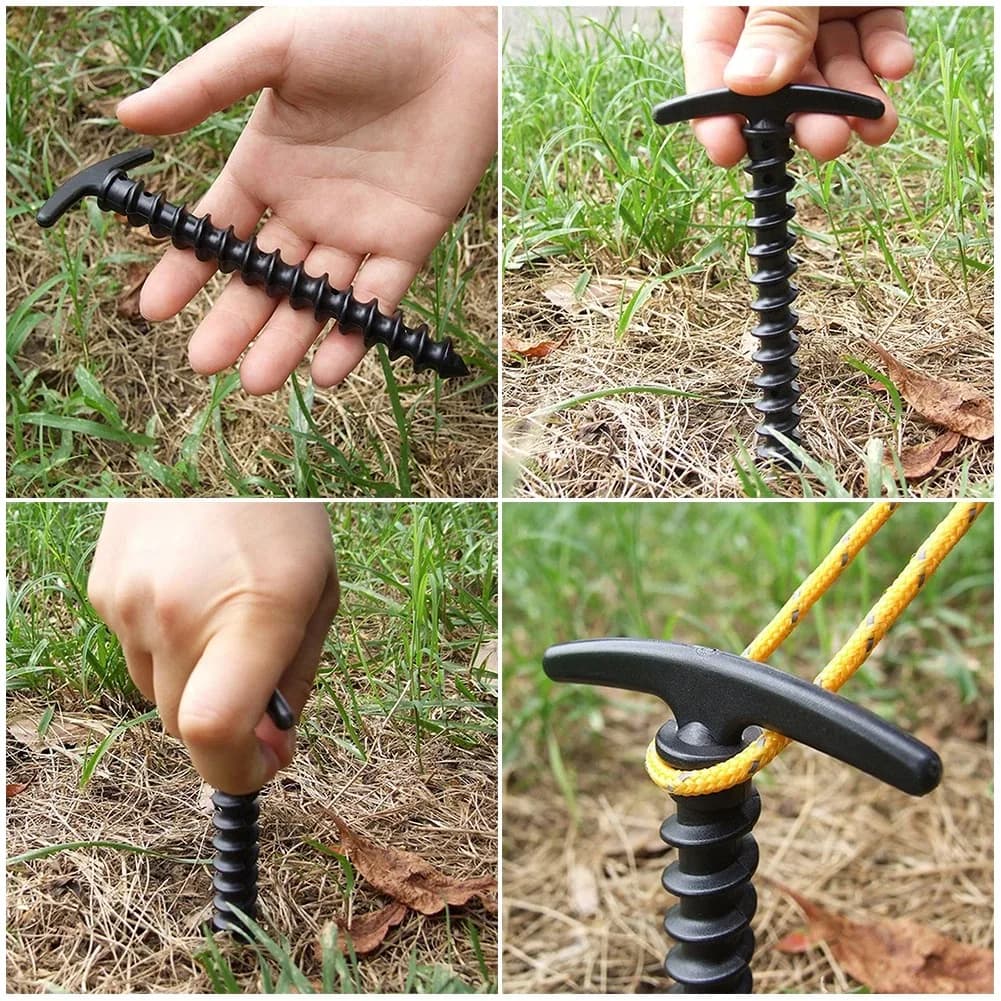 10pcs/pack Tent Pegs Ground Nails Outdoor Camping Peg Screw Anchor Stakes Hiking Tent Pins Windproof Tent Accessories XXL