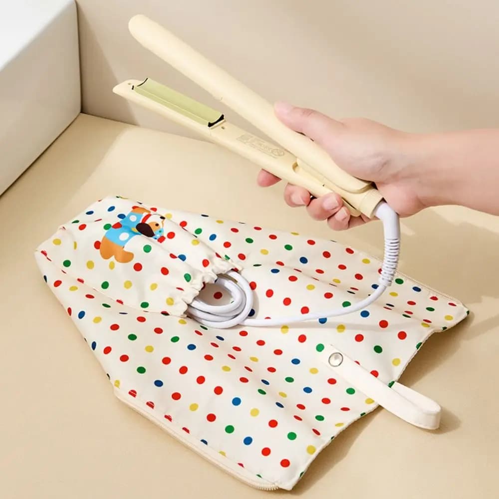Dopamine Curling Iron Storage Bag Heat Resistant Dustproof Travel Hair Tool Organizer Portable with Handle Cosmetics Bag