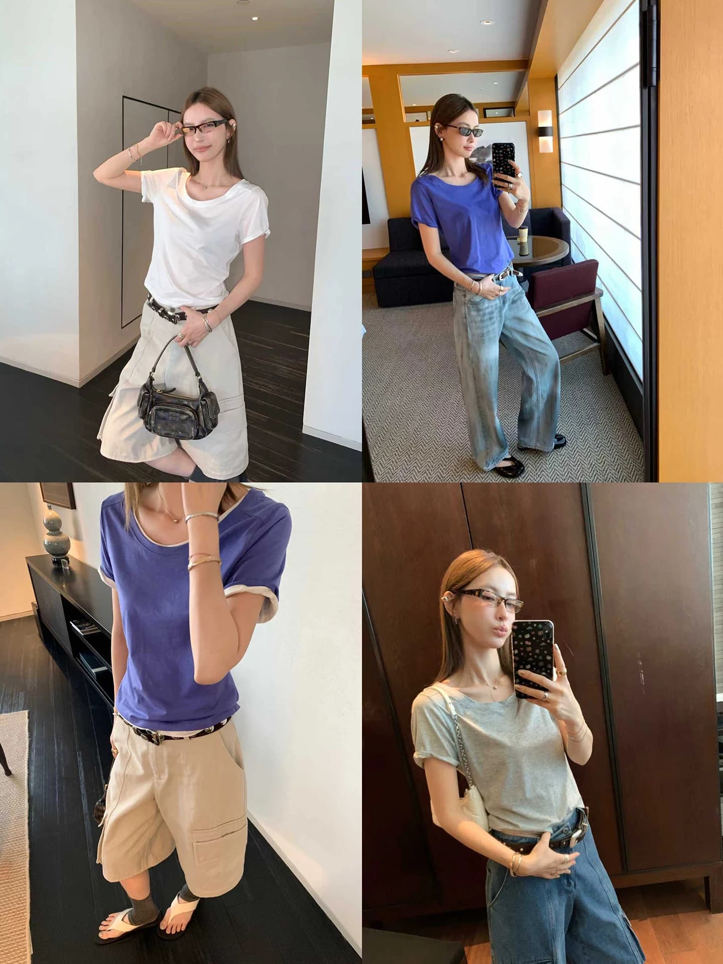 Casual Roll-Up Sleeve U-Neck Short T-Shirt Women's Lightweight Comfortable Lenzing Lyocell Fiber Blend Regular Fit Summer Top
