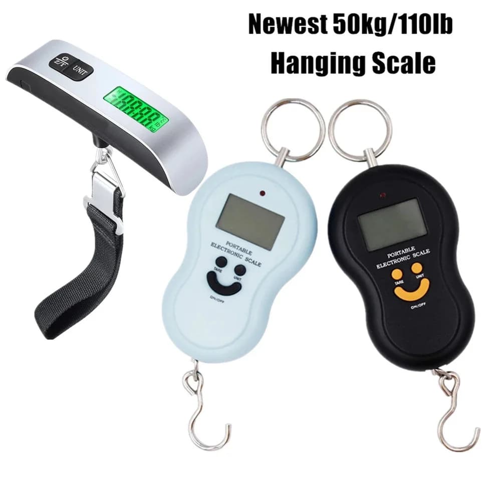 Portatile 50Kg 10g bilancia da appendere bilancia digitale retroilluminazione elettronica pesi da pesca bilancia da tasca bilancia bagagli nero