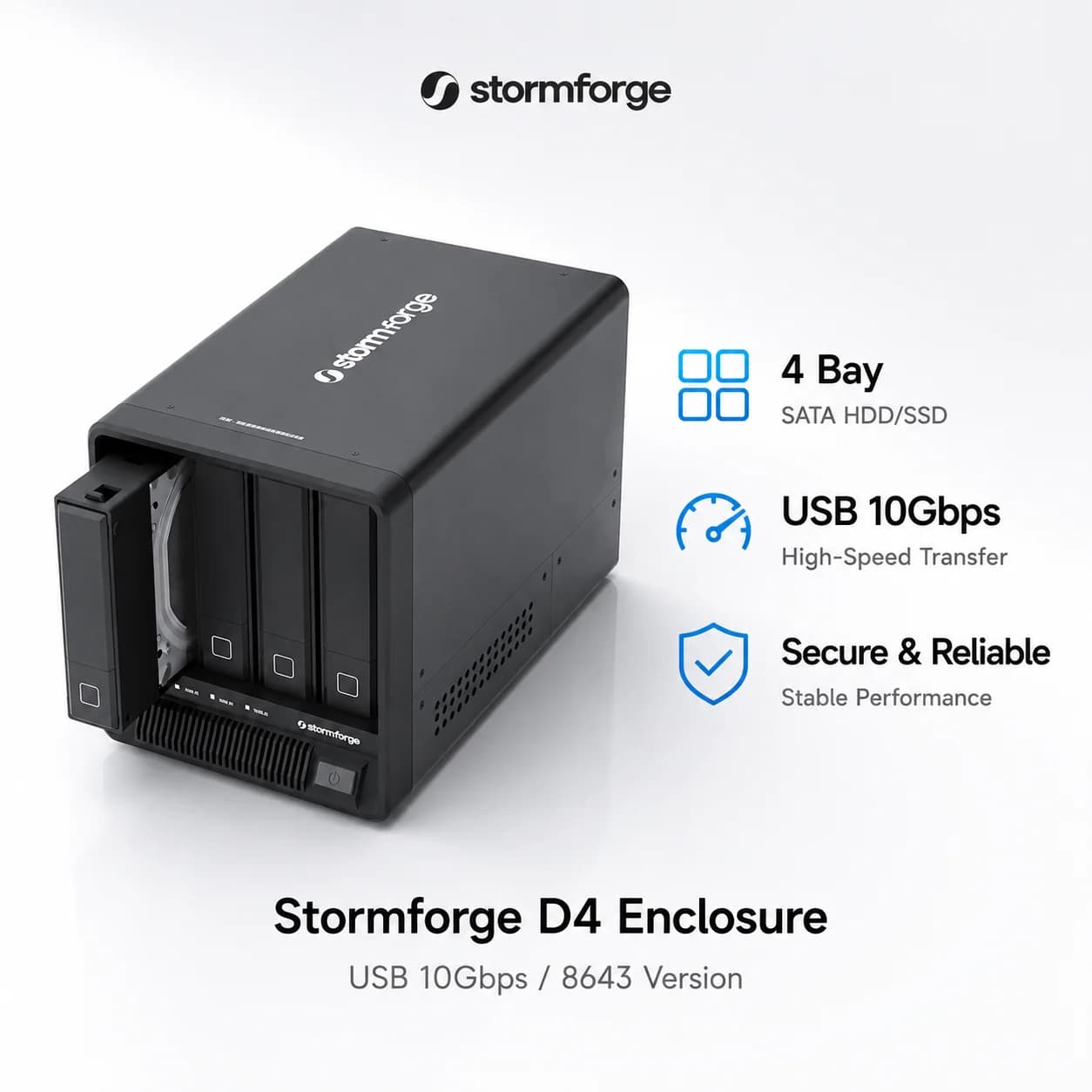 Stormforge D4 Enclosure per HDD SATA a 4 Bay, USB 10Gbps, Dock per Hard Drive MINI SAS 8643 per HDD e SSD da 3.5 e 2.5 Pollici, Storage NAS