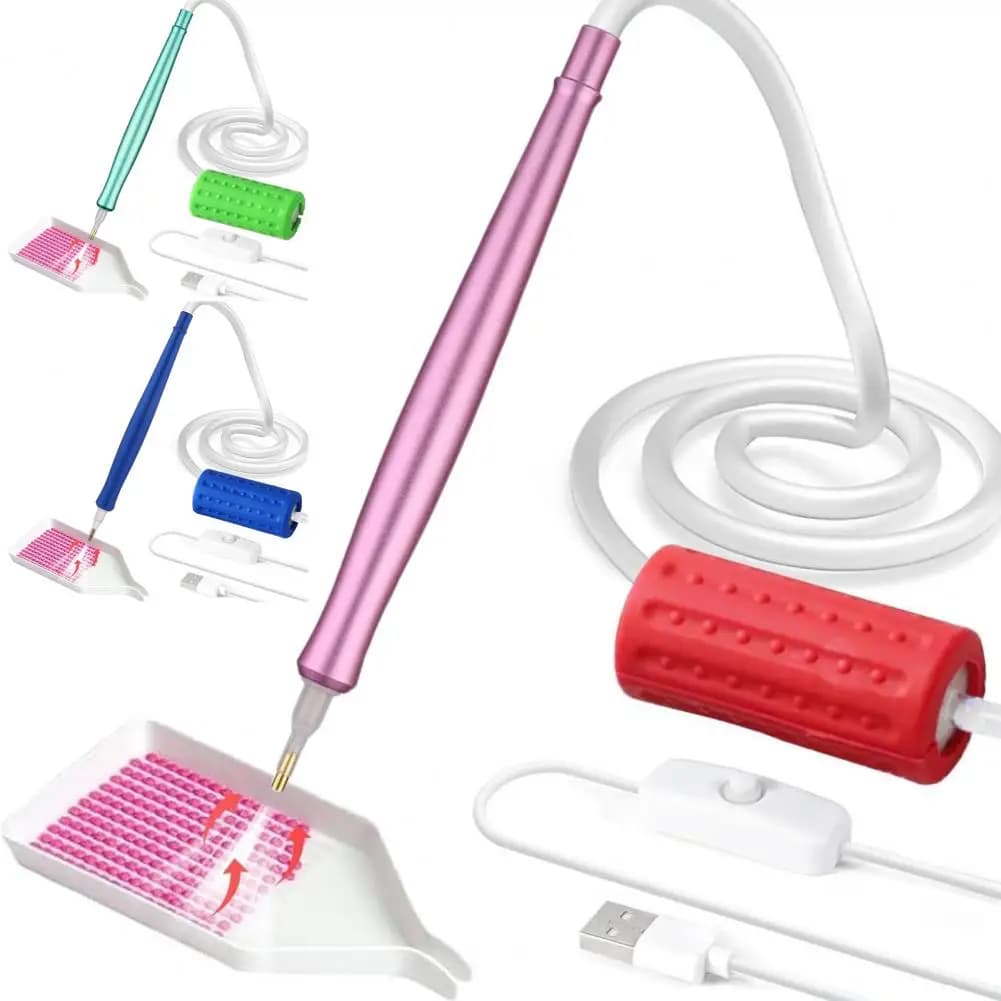 Vacuum Diamond Art Pen Electric Diamond Art Pen with Storage Tray Wax-free Rhinestone Placement Tool Diamond Pen