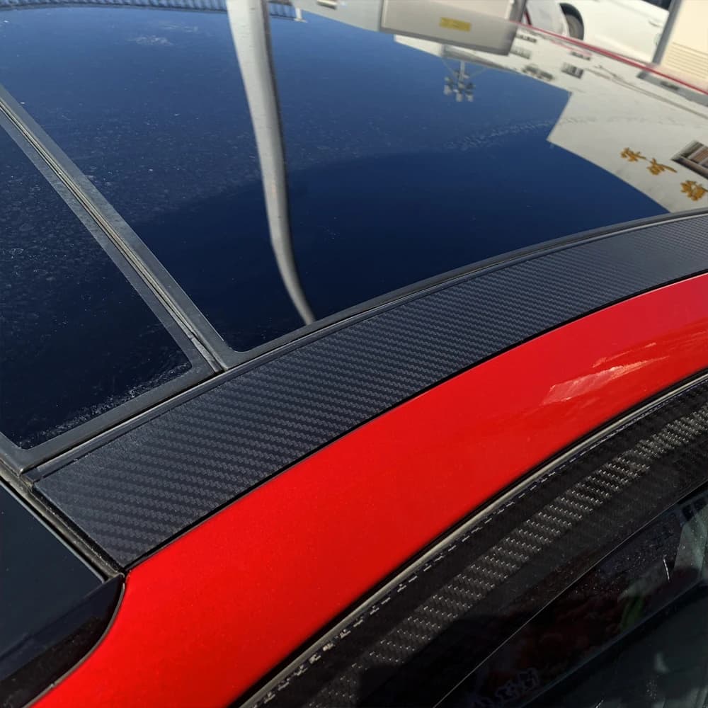 For Kia Stinger Carbon Fiber Style Roof Edge Decals Stripe Sunroof Window Side Stick Car Styling
