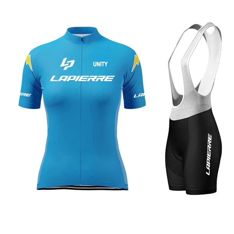 Lapierre Women's Summer Cycling Clothing Breathable Short-Sleeved Top with Suspenders Cushion Shorts for Cycling