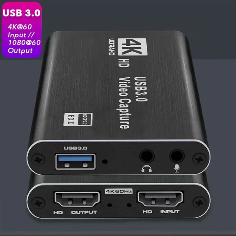 Scatola di registrazione Scheda di acquisizione video HD 4K 1080p 60fps Fotocamera HDTV - Compatibile con USB 3.0pc Registratore per streaming live