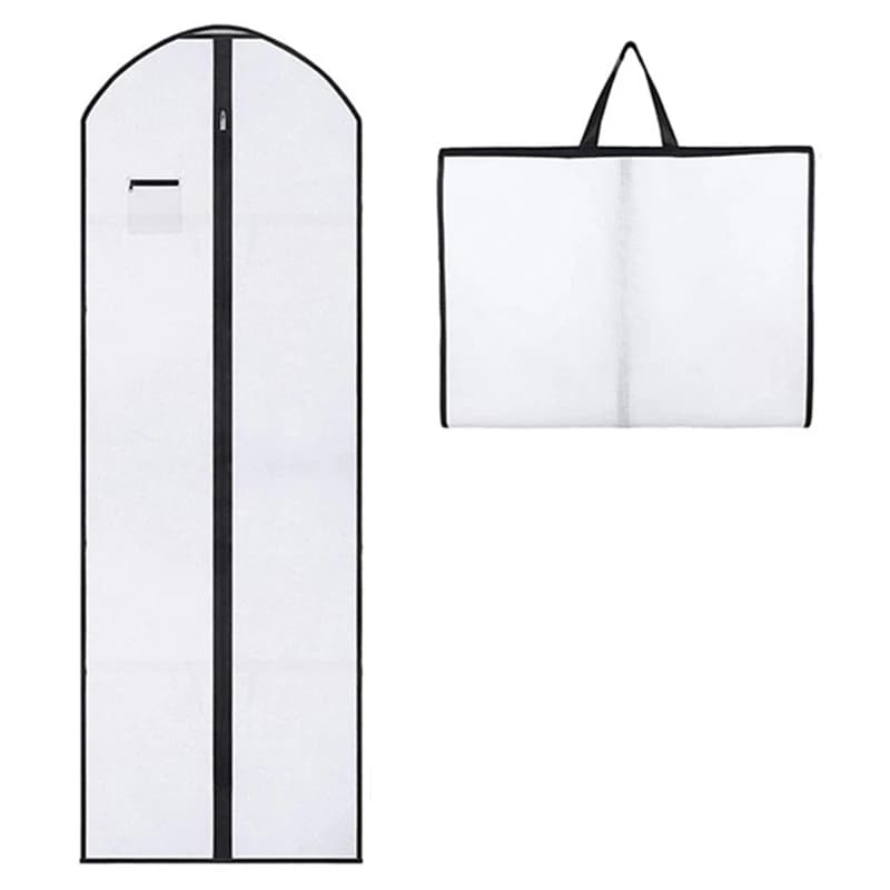 Abito da sposa bianco anti-polvere non wowen, borsa per indumenti, custodia protettiva con tasca con cerniera per abiti da sposa lunghi 71''