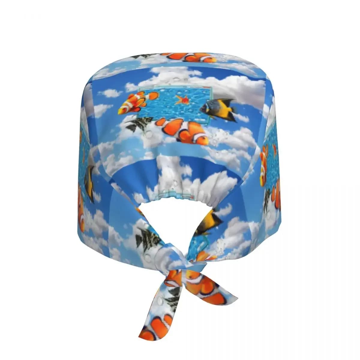 Swimming Frutiger Aero Fish Scrub Hat Doctor Working Surgical Cap Unisex Adjustable Nursing Caps for Dentist
