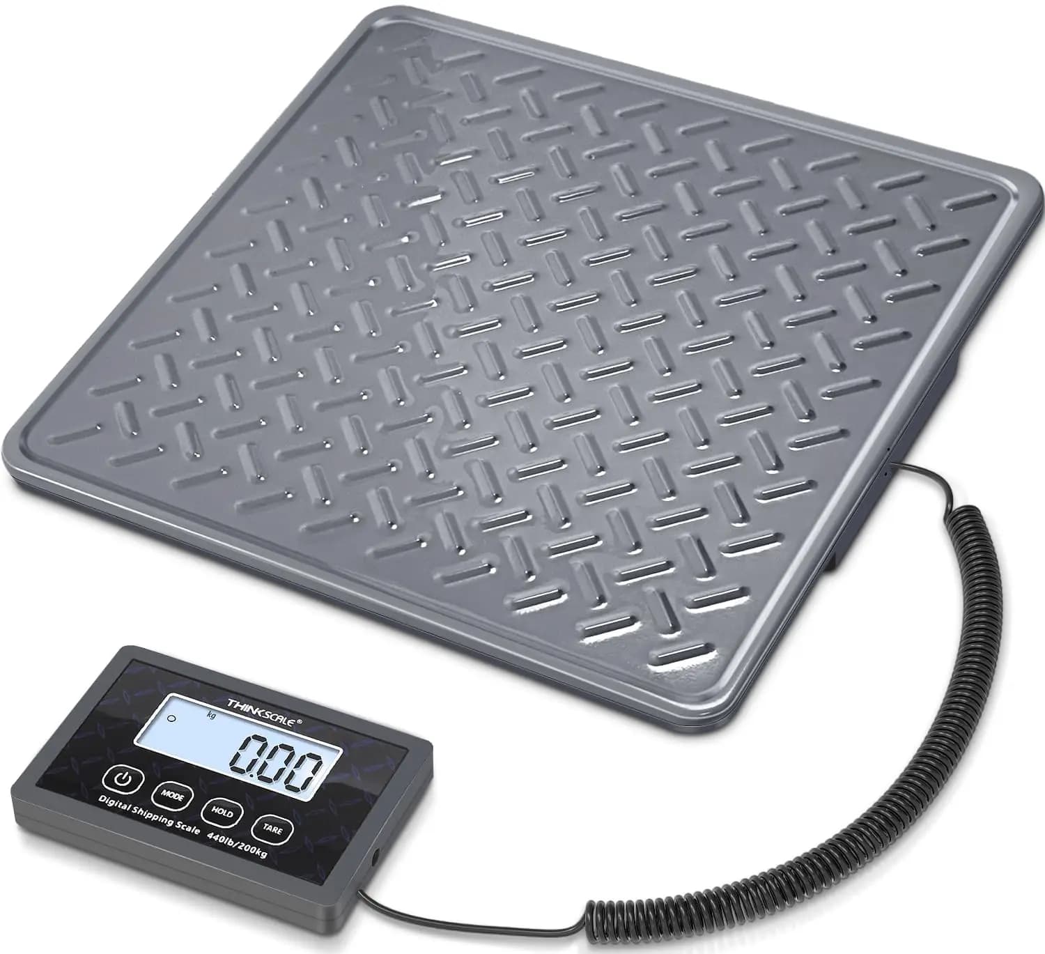 Bilancia Postale Digitale da 200 kg con Funzione Hold/Tare, Piattaforma in Acciaio Robusta, Display LCD per Pacchi e Bagagli, Alimentazione a Batteria e Adattatore CA