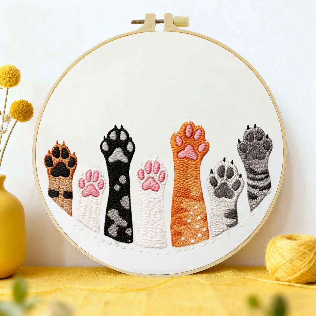 Kit Ricamo Gatto 20x20cm/15x15cm (7.87/6.3 pollici) - Kit Fai da Te per Ricamo, Artigianato, Cucito, Decorazioni per la Casa