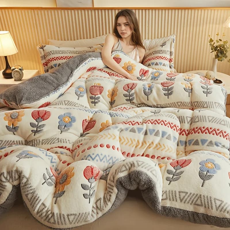 Comoda trapunta in velluto double face con nucleo per camera da letto, coperta ispessita in velluto, trapunta in pile di agnello per la casa, trapunta calda, confortevole
