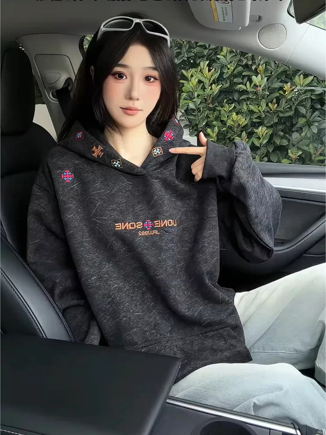 Men's And Women's Fce Lined Hoodie Sand Waed Embroidered Heavyweight Jaet Comfortable Long Sve Casual Outerwear