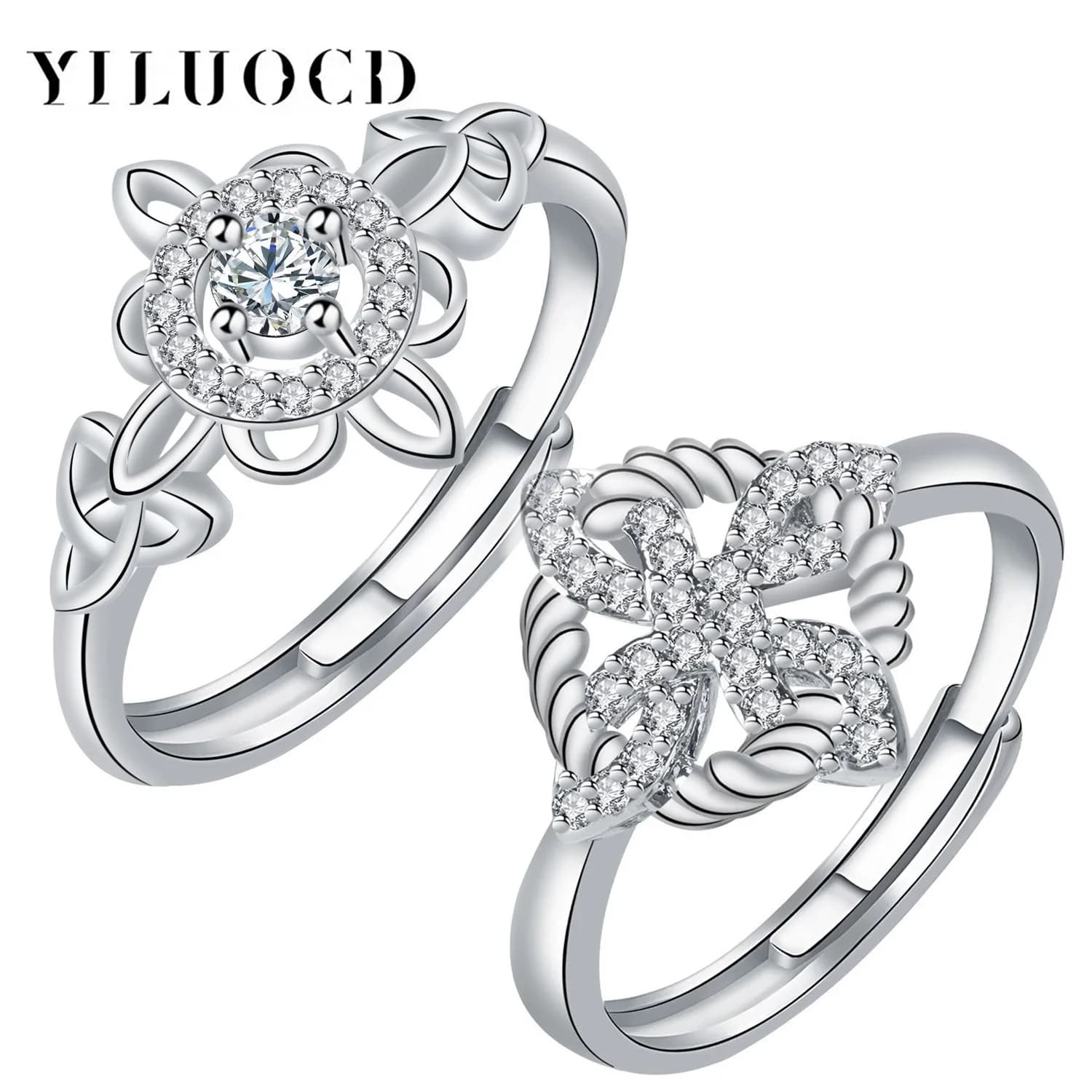 Vintage Thai Silver Witch Knot Rings for Women Full Inlaid Zirconia Witchcraft Ring Wicca Protection Amulet Jewelry Gift