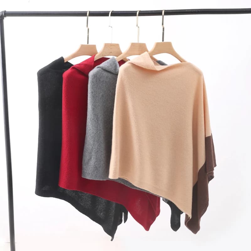 100% lana pullover con spalle scoperte avvolge mantello per le donne morbido caldo lavorato a maglia manica a pipistrello poncho irregolare autunno inverno pashmina