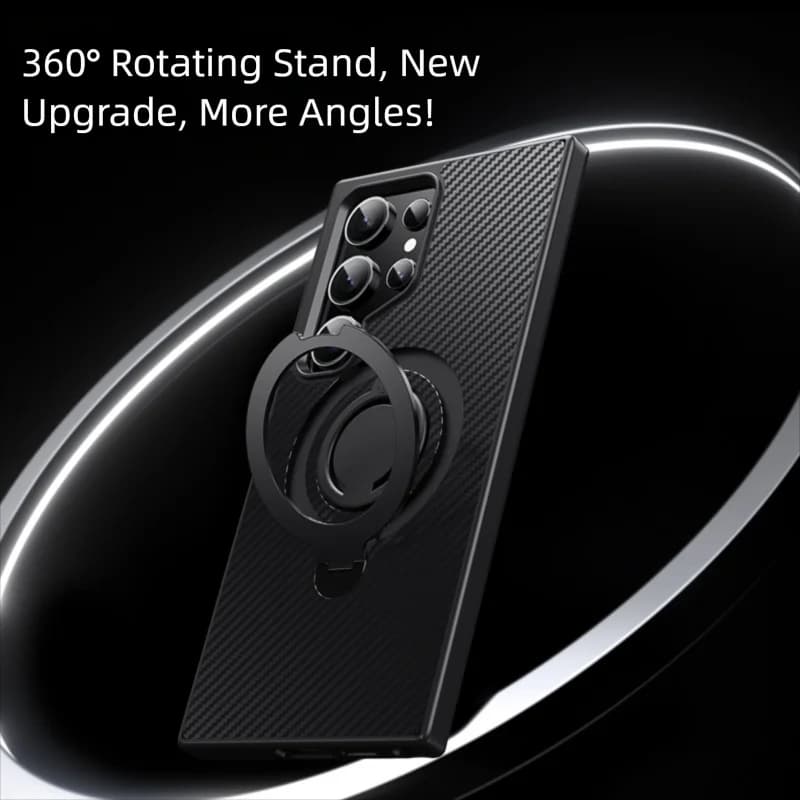 Carbon fiber aramide style housing for Samsung Galaxy S23 S25 Ultra S24 Plus Magnetic Rotating Ring Holder LMD002 Cover