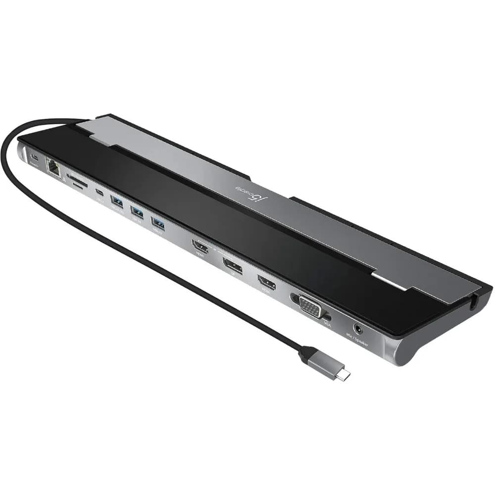 Docking station per triplo monitor USB-C con HDMI, DisplayPort, VGA, ricarica rapida PD da 100 W e Gigabit Ethernet