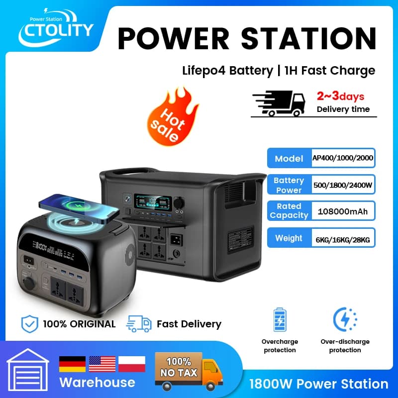 Centrale elettriche Ctolity per attrezzatura da campeggio Powerbank 300w 1000w 2000w Centrale elettrica portatile Lifepo4 Generatore solare a batteria