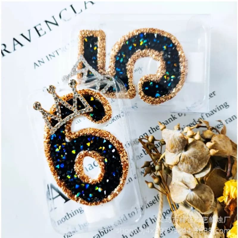 Queen di lusso artificiale diamante nero corona numero candela elegante torta di compleanno atmosfera decorazione oggetti di scena per fotografia