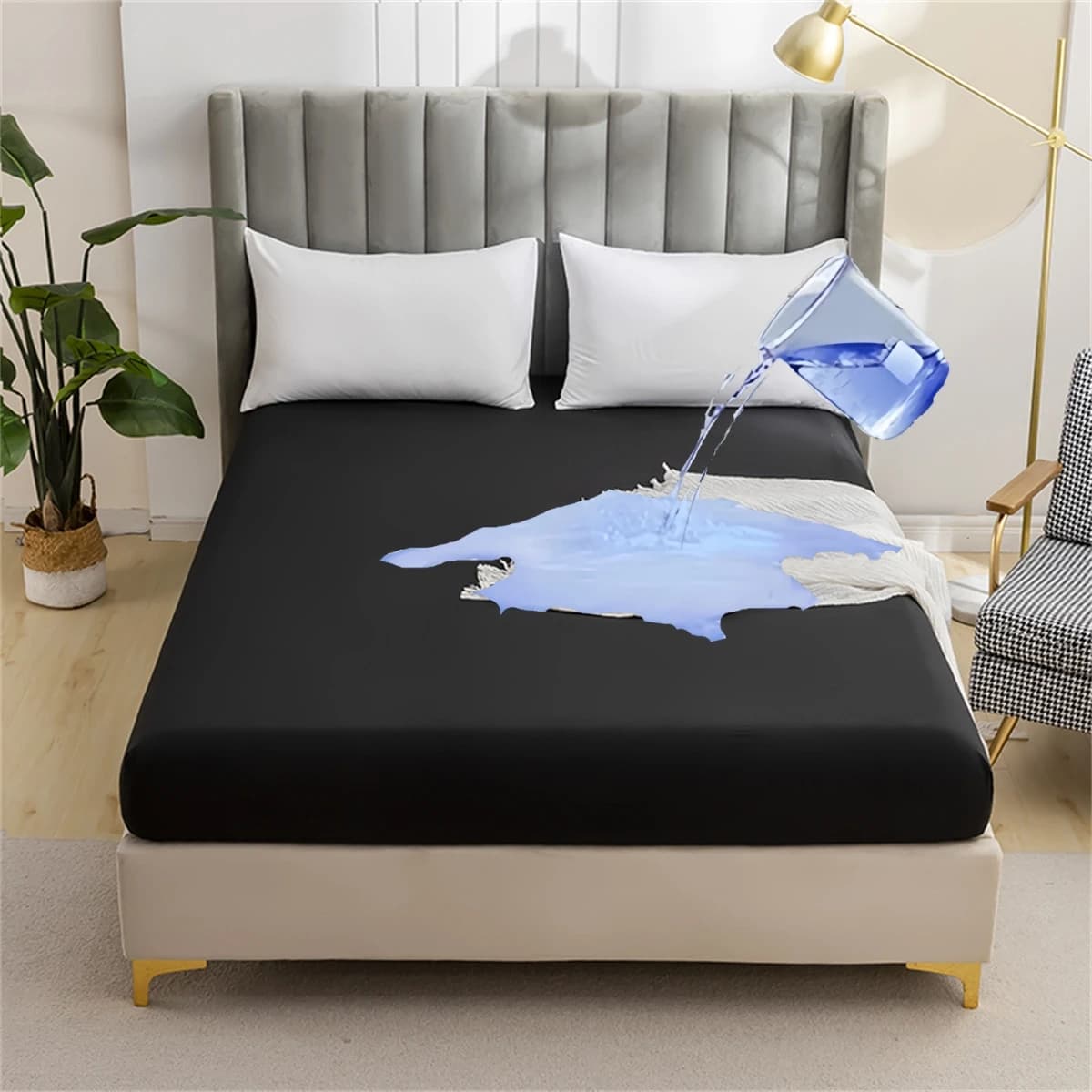 Kuup Safe Protector for waterproof mattress Soft, comfortable, breathable, solid color, bed cover, without pillowcase included