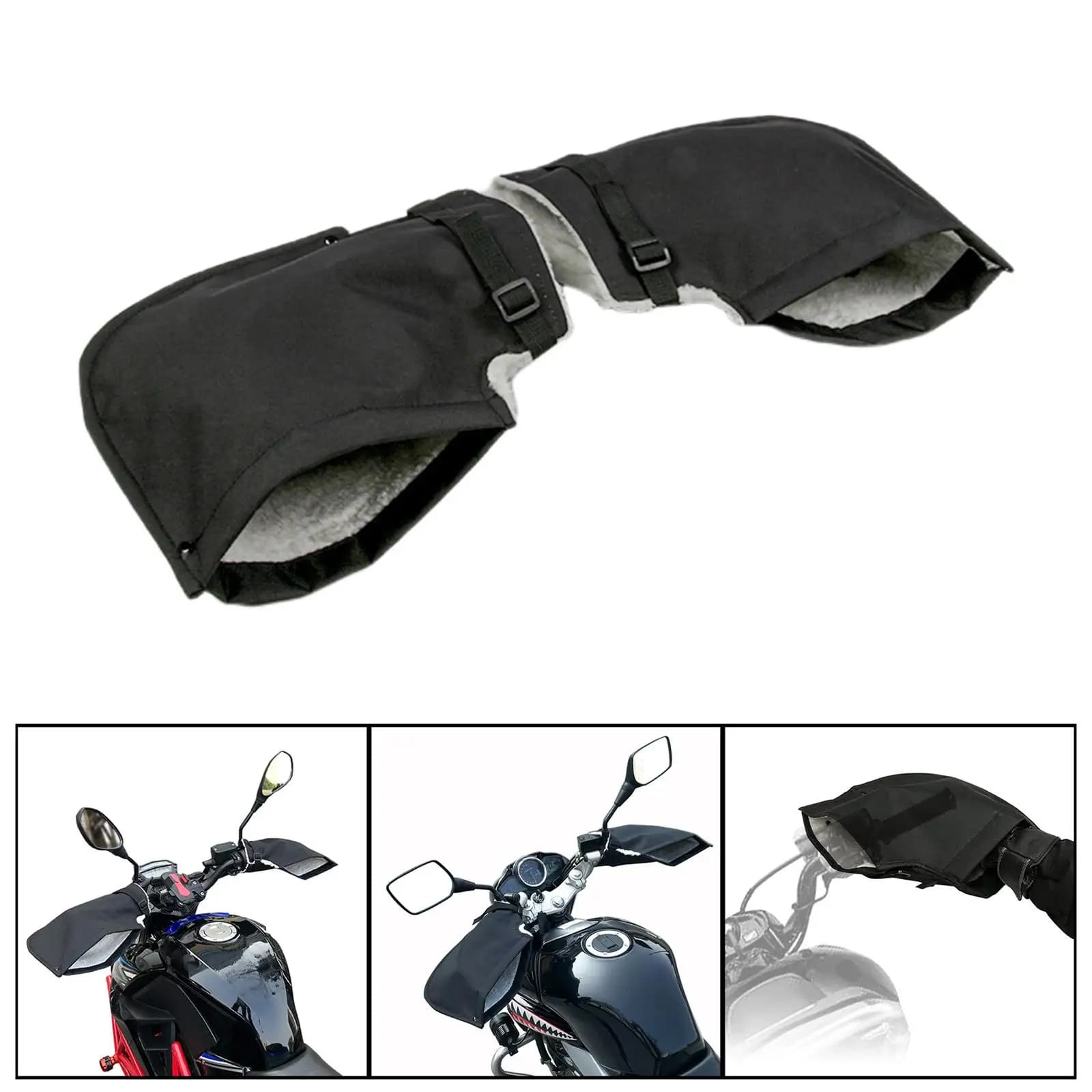 Motorcycle Gloves Waterproof Lamb Wool Lining Windproof Snowmobile Mittens for Cold Weather Outdoor Biking Use