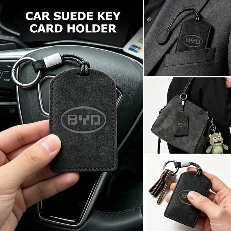 Suede Car NFC Card Key Case Cover Key Bag Shell Holder Protection Fob For BYD Atto 3 Act 3 Tang F3 E6 Dmi Yuan Song plus ev f0