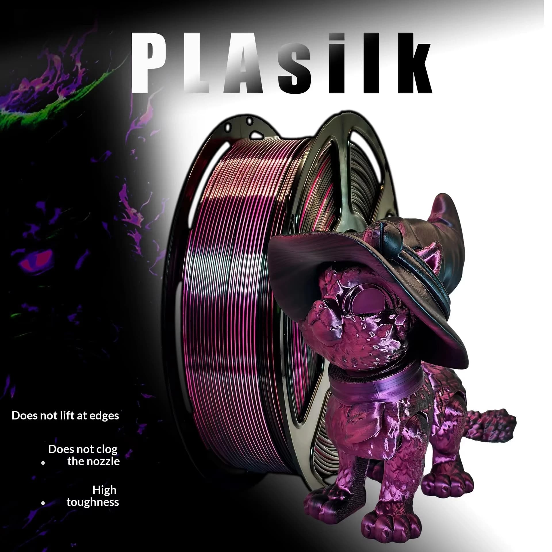 Pla 3D Printing Filament 1.75mm 1kg 3D Printing Supplies Pla Silk Black Rose Material Silk Double Color