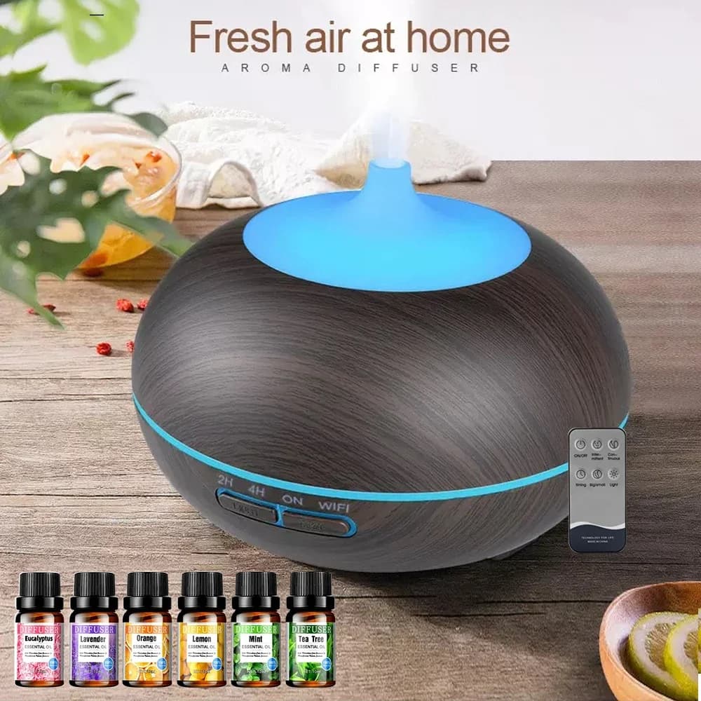 Diffusore di Oli Essenziali da 550ml, Aromaterapia a Ultrasuoni con 4 Impostazioni Timer, Spegnimento Automatico, Umidificatore a Nebulizzazione per Grandi Ambienti, Casa