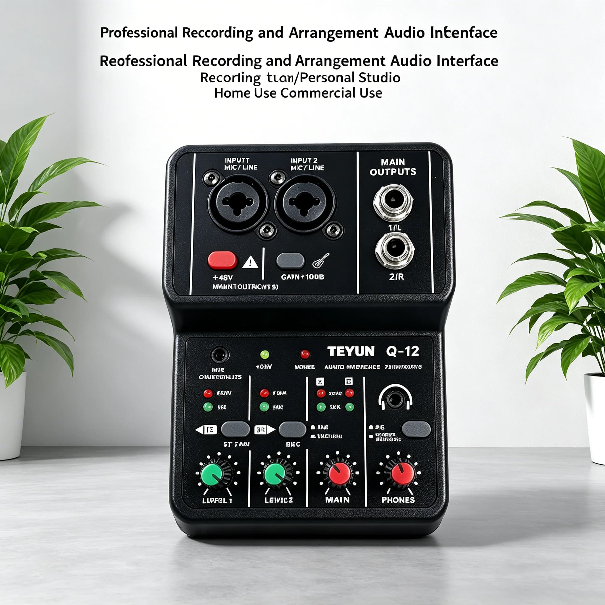 Professional 2-channel portable audio card console Mini MIXER USB for song recording studio TEYUN Q12