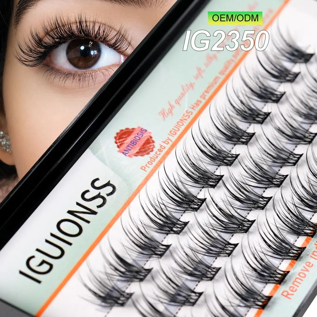 IGUIONSS OEM ODM Extend segmented eyelashes Individual natural eyelashes makeup tools DIY Soft and easy to use Cosmetics