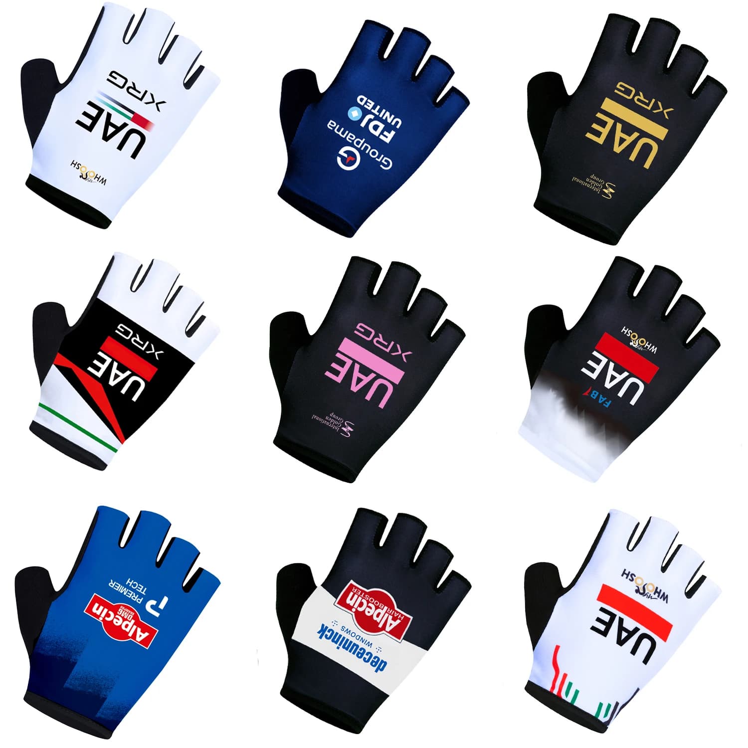 New Cycling Gloves FDJ UAE Team Pro Road Bike Gloves MTB padded with half fingers Race Fitness Riding Bicycle Sports Gloves