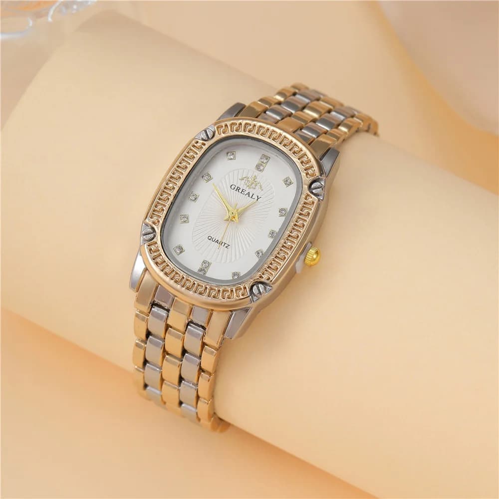 Orologio da donna di lusso con bracciale in acciaio inossidabile, design Green Diamond Set, orologio al quarzo semplice casual da donna 2026
