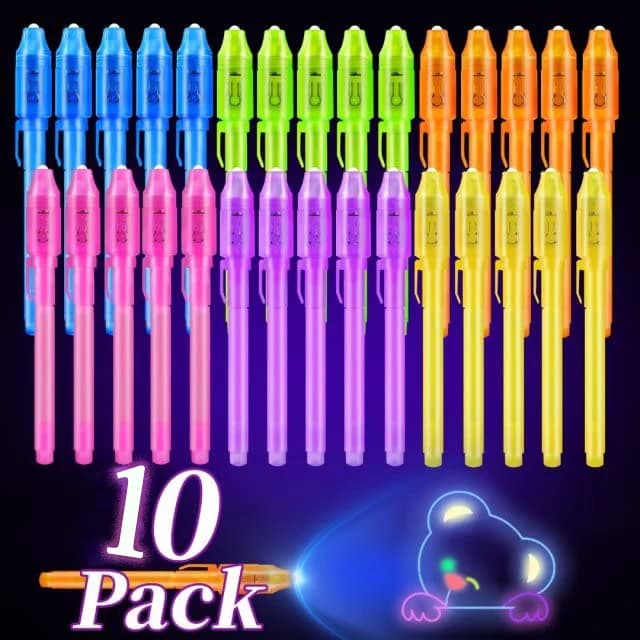 10 pezzi penna a inchiostro invisibile penna magica con luce UV penne a inchiostro scomparsa per bomboniere per bambini premi in classe messaggio segreto