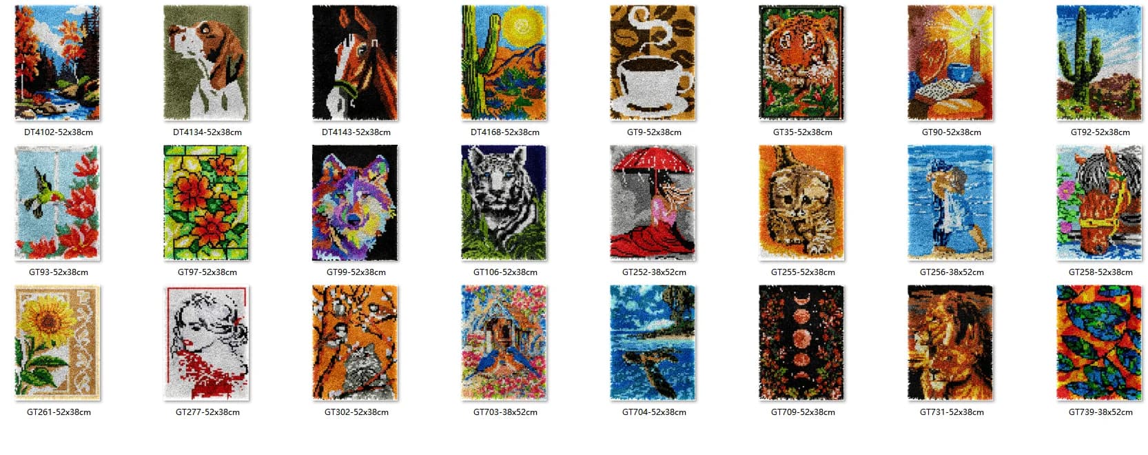 Unfinished Acrylic Yarn Hook Kits, Embroidery Cushion, Front Cross Stitch, Carpet, 7 Latch, Top Selling 38-52CM Horses Type Top