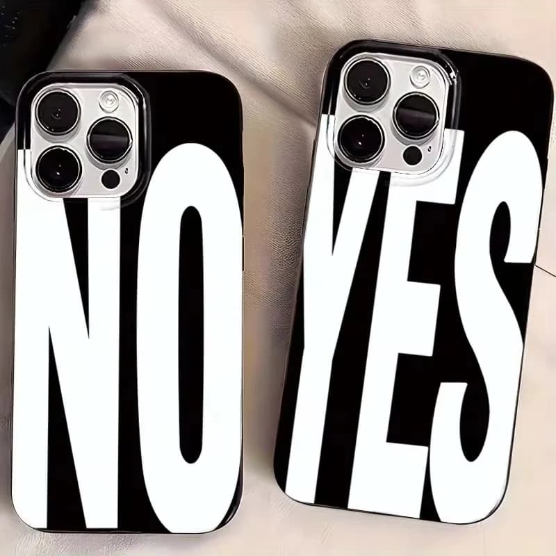 Cover for iPhone 17 Air 16 Pro Max 15 14 Plus 13 12 11 in Silicone Antiurto with Custom Writtens “NO” and “YES”