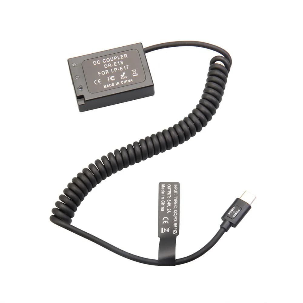 LP-E17 batteria fittizia + cavo adattatore PD Type-C per Canon EOS R100 RP 77D 850D Kiss X10i X9i X8i Power Bank per fotocamera as DR-E18