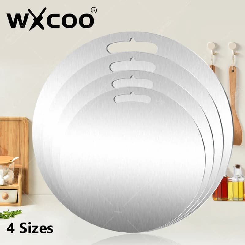 WXCOO Tagliere rotondo in acciaio inossidabile Tagliere bifacciale Impastare la pasta per tagliare verdure, frutta e carne