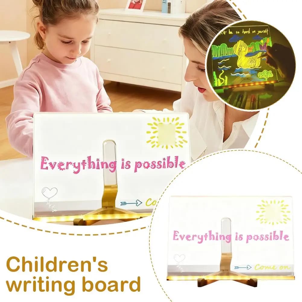 1 pz lavagna fai da te LED bagliore per bambini tavoletta da disegno cancellabile illuminata bordo per bambini giocattolo artigianale regalo educativo decorazione della casa