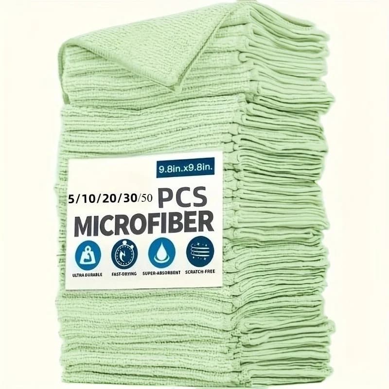 1-50 pezzi di asciugamani da cucina in microfibra verde chiaro, panni morbidi e assorbenti per la pulizia di vetro, piani di lavoro, pentole e rubinetti