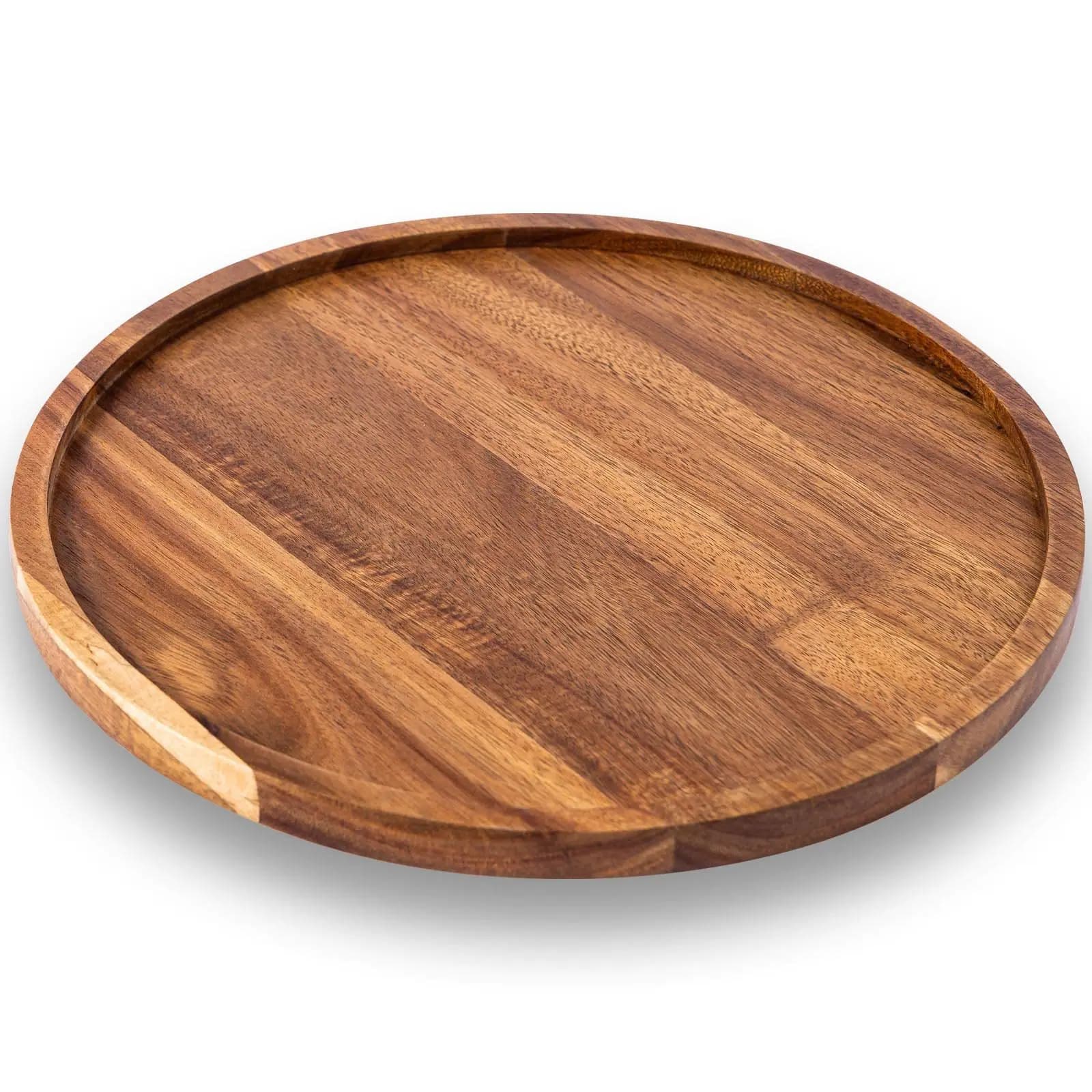 Acacia Wood Large Dinner Plate Round Tea Tray Waterproof Solid Wood Plate Wooden Saucer Dried Fruit Plate
