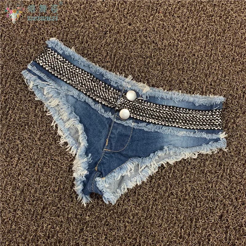 Sexy Denim Shorts and Charming Y2K Style, Jeans Retro Adaptive Summers, Disco Shorts, Female Clothing for DJ, Pole Dance and DS Performance