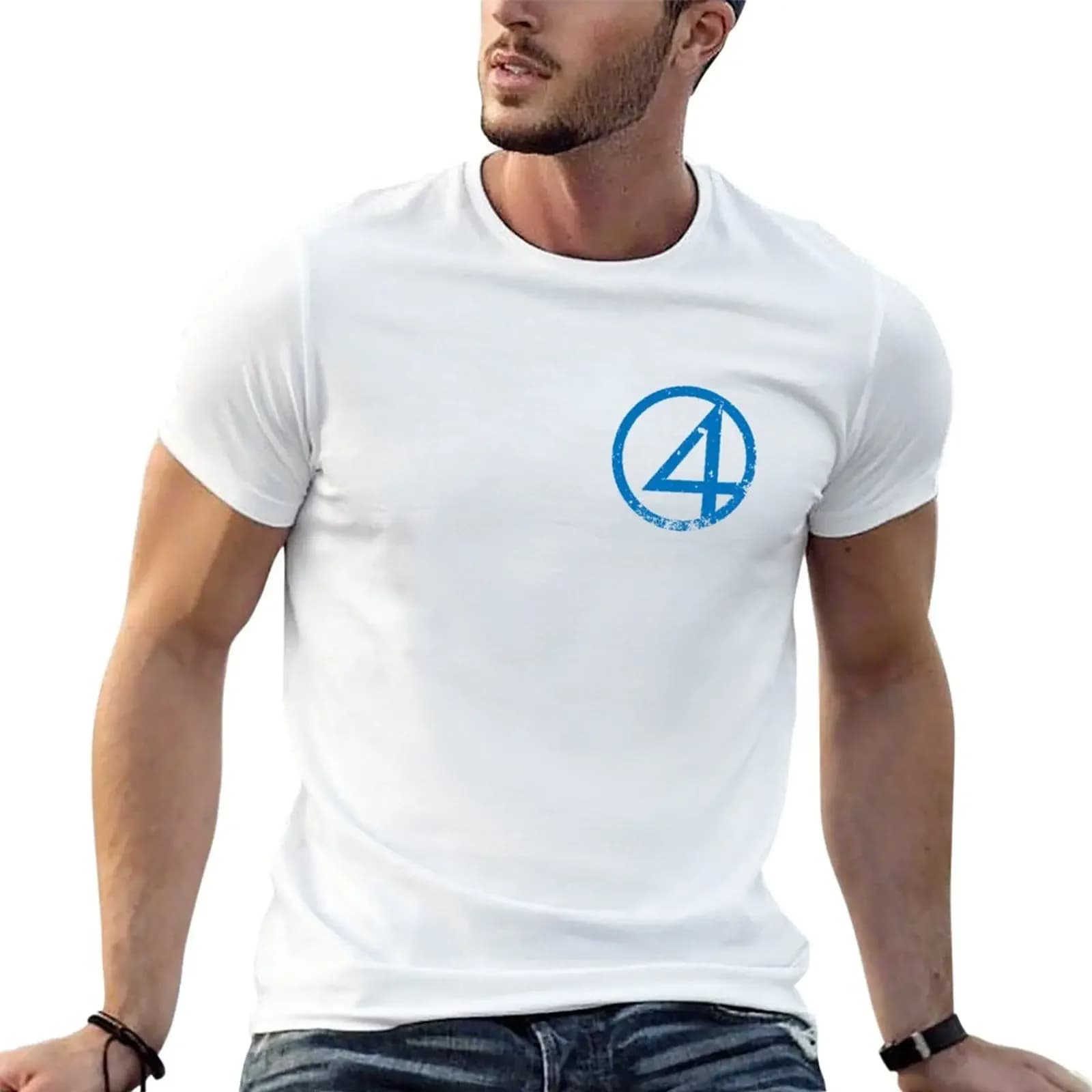 New fantastic 4 logo t-shirt basket graphic tees camicetta anime magliette hippie vestiti camicie uomo
