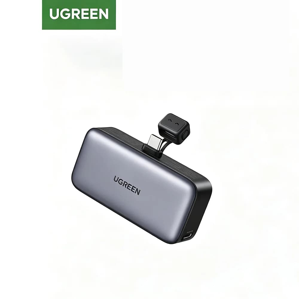Caricabatterie Portatile UGREEN per iPhone 15, Power Bank da 5000mAh con Connettore USB C Integrato, Caricatore Rapido 22.5W con Supporto